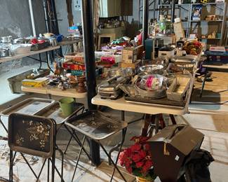 Vintage Christmas, Retro kitchenware, Shelving, Vintage metal cabinets, metal carts, vintage pottery etc.....