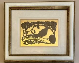 Panda Bear Chinese Paper Cut Framed