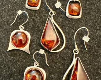 Sterling & Amber Earrings
