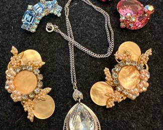 Sterling Silver Necklace & Assorted Clip Earrings