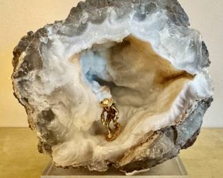 Geode with Tiny Mountaineer