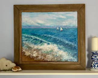 Seascape Oil on Canvas, Signed