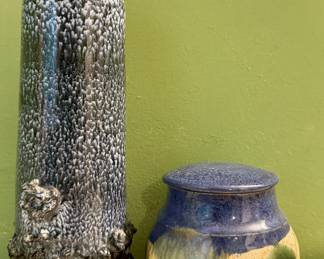 Studio Pottery Vase & Covered Sugar Bowl