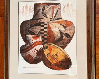 "Native American Pottery" Watercolor, Signed Michael McCullough