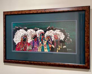 "Indian Chiefs" Lithograph, Signed Lila Hahn