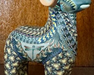 "Vibrant Ram" Polymer Clay Sculpture, Signed Jon Stuart Anderson
