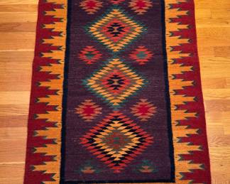 Woven Wool Rug (maroon, mustard)