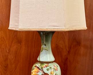 (2) Hand Painted Iris Lamps