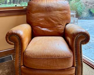 In Home Furnishings Leather Recliner with Nailhead Trim