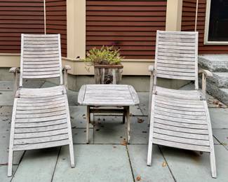 (2) Jensen Leisure Convertible Lounge Chairs & Ottomans