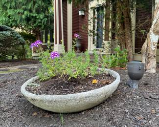 (2) Oversized Cement Planters