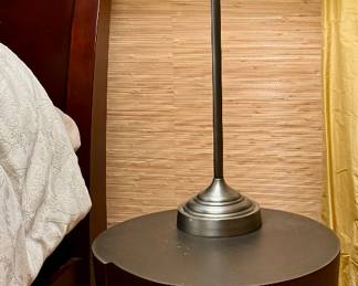 (2) Restoration Hardware Side Tables & (2) Restoration Hardware Julian Swing Arm Lamps