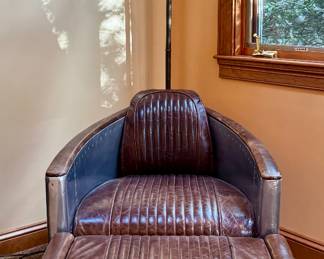 Restoration Hardware Leather Aviator Chair & Ottoman