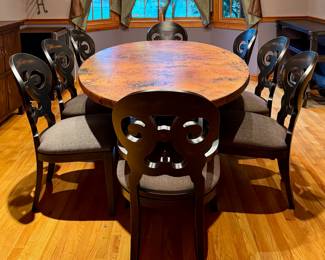 Arhaus Furniture Copper Top Dining Table & 8 "Jordan" Chairs