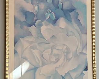 Georgia O'Keefe:  White Rose with Larkspur No. 2 Framed Print