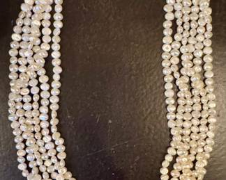 Multi-Strand Pearl Necklace with 14K Clasp