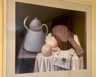 "Still Life with Le Journal" Fernando Botero Framed Print