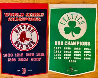 Boston Red Sox & Celtics Pennant Banners
