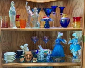 Faberge, Murano, Lladro, Fenton, Toby Mugs, Glass dog candy containers, Bohemian beauties 