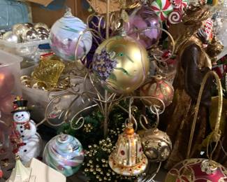 Hand painted glass and blown glass tree ornaments