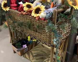 Antique wicker porch planter