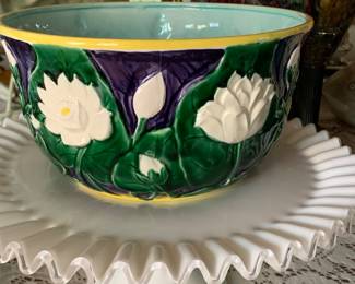 Lovely water lily porcelain and Silver Crest cake plate