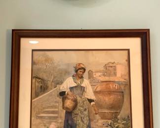 Antique Italian watercolor signed Bompiani