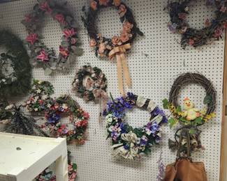 Basement: wreaths, decorations, crafting supplies