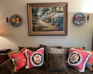 Pillows and framed art