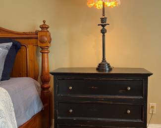 Pair of bed side chests and lamps