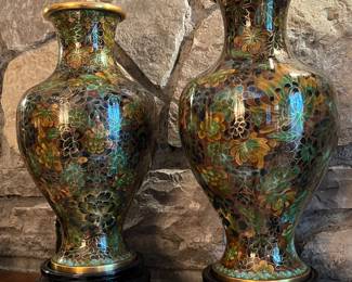 Pair of vintage cloisenne vases