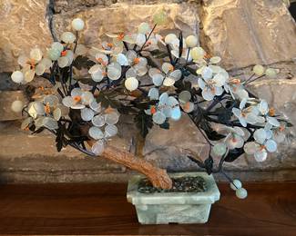 Jade hardstone floral sculpture