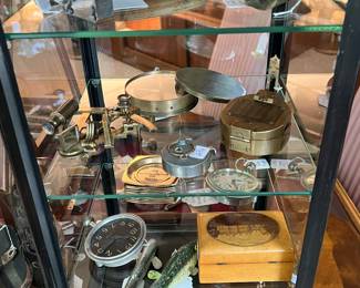 Antique fishing decoys, Antique car clocks, Antique compasses, and other fine smalls too numerous to list.