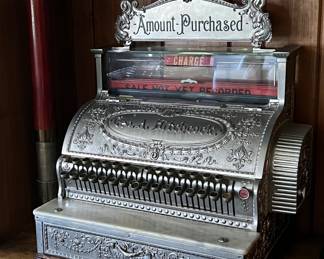 Superb Antique Silver National Cash Register