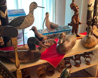 Antique duck decoys, shorebirds and other collectibles