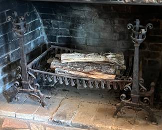 Superb Antique wrought iron andirons