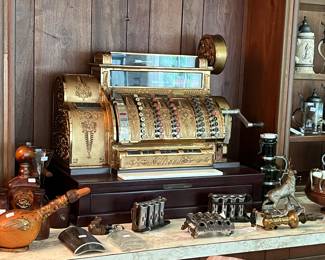 Spectacular large antique National cash register