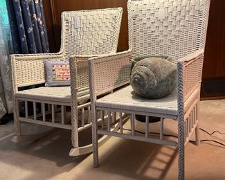 Two pieces painted Vintage wicker