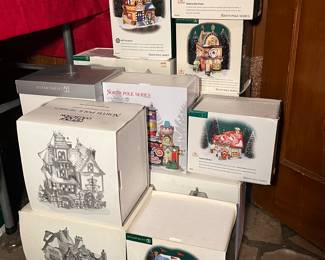 Huge collection of Dickens and other Christmas houses spread though out various rooms of the house