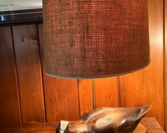 Vintage carved duck lamp
