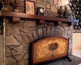 Another antique painted firescreen