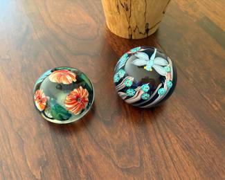 Signed Glass Paper Weights