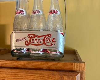 Old Pepsi Cola Bottles and Carrier 