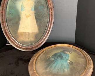 Two Vintage Oval Framed Pictures