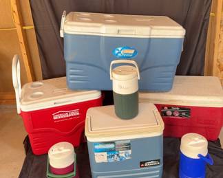 4 Coolers 3 Thermos Drink Coolers