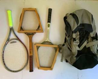 Three Tennis Rackets L.L.Bean H2O Backpack