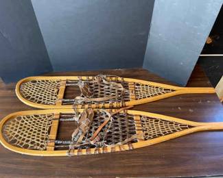 48 Inch Wood Leather Snow Shoes