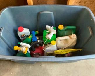 Tote of Lawn Chemicals