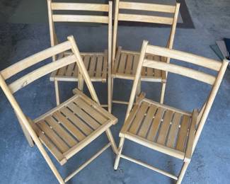 Four Wood Folding Chairs