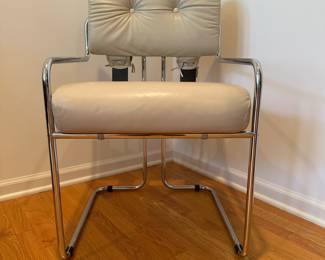 Alternate view - Set of Four Guido Faleschini Tucroma Pace Chairs in Taupe leather. Available for presale. Each measure 32"H x 21"W x 26"D.